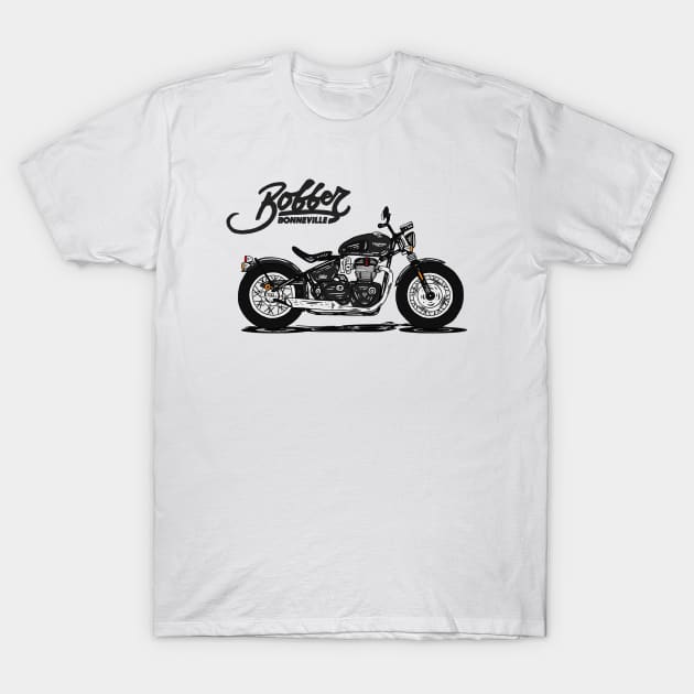 Triumph Bonneville Bobber Black T-Shirt by Hilmay